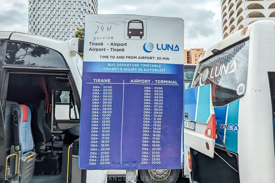 Luna Airport - Tirana Transport Timetable